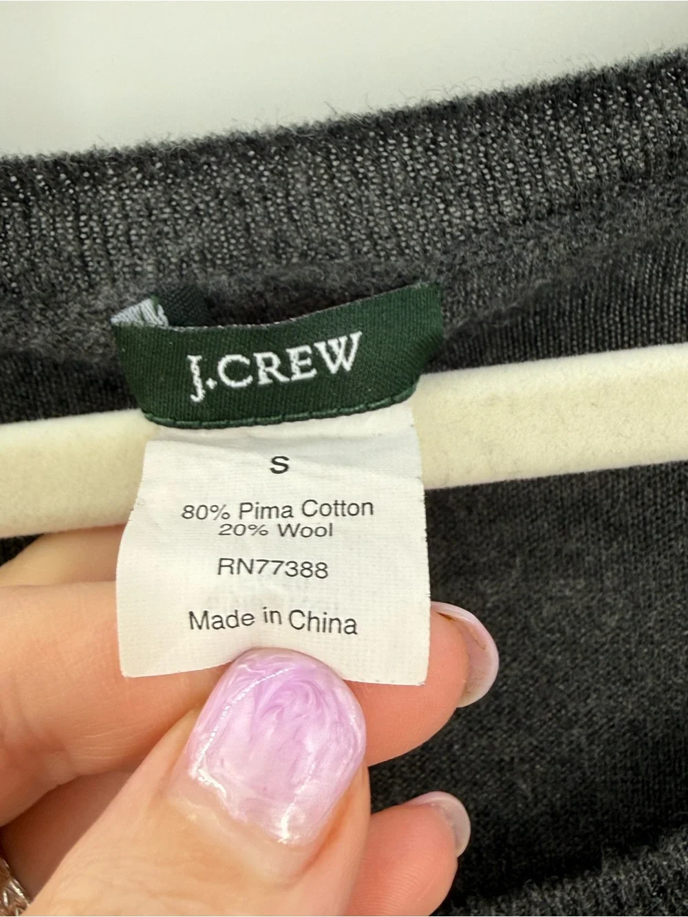 J.Crew Tiered Ruffle Sweater Charcoal Gray Pima Cotton Wool Scoop Neck, S